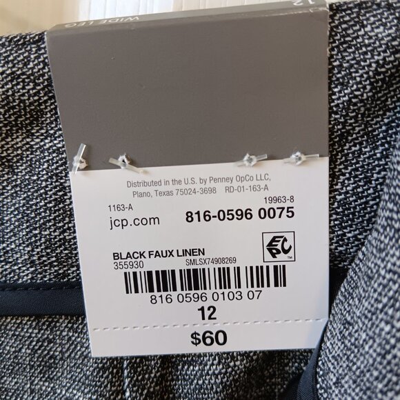 Worthington Women's Black Faux Linen Wide Leg High-Rise Pants Size 12 - Picture 10 of 14